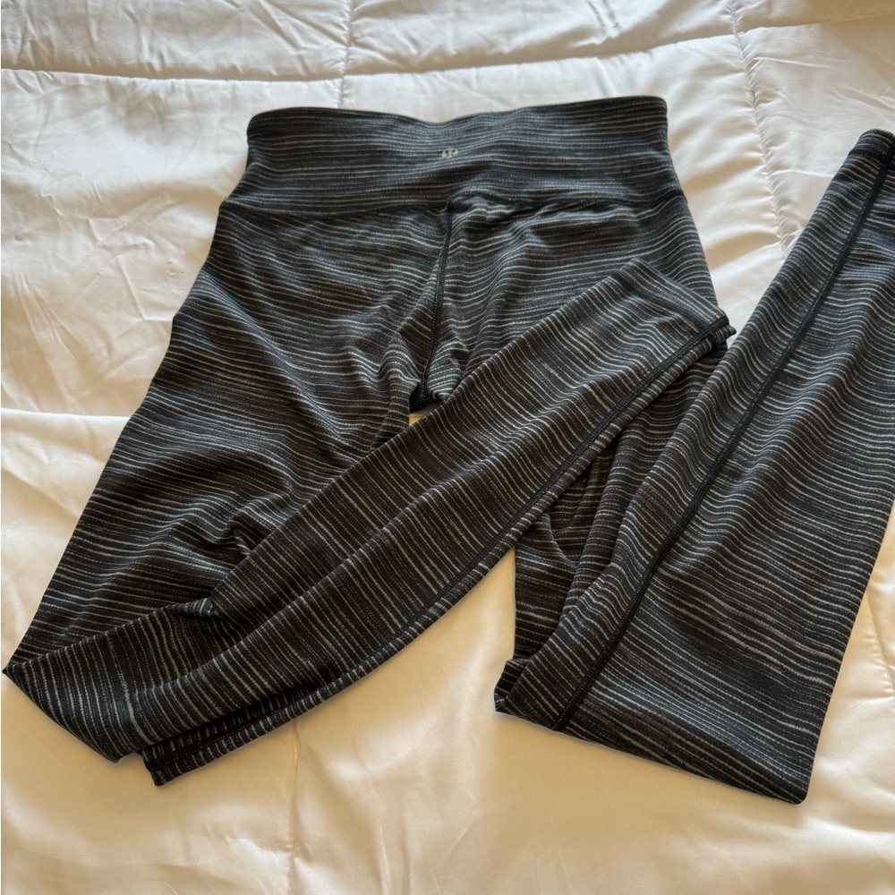 Lululemon women’s Wunder Under Pant 3 in Cyber Stripe Deep Coal Black Size 6